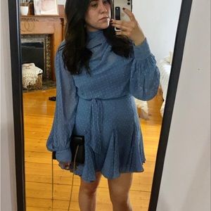 ASOS DESIGN high neck pleated mini dress with godet detail